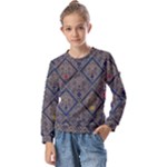 Pattern Seamless Antique Luxury Kids  Long Sleeve T-Shirt with Frill 