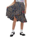 Pattern Seamless Antique Luxury Kids  Ruffle Flared Wrap Midi Skirt