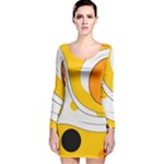 Abstract Pattern Long Sleeve Velvet Bodycon Dress