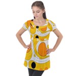 Abstract Pattern Puff Sleeve Tunic Top