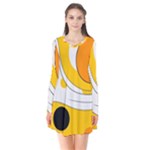 Abstract Pattern Long Sleeve V-neck Flare Dress