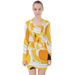 Abstract Pattern V-neck Bodycon Long Sleeve Dress