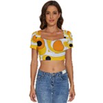 Abstract Pattern Short Sleeve Square Neckline Crop Top 
