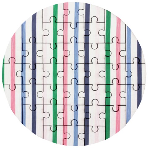 Stripes Pattern Abstract Retro Vintage Wooden Puzzle Round from ZippyPress