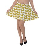 Little Bird Motif Pattern Wb Velvet Skater Skirt