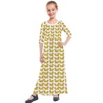 Little Bird Motif Pattern Wb Kids  Quarter Sleeve Maxi Dress