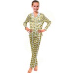 Little Bird Motif Pattern Wb Kids  Satin Long Sleeve Pajamas Set