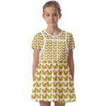 Little Bird Motif Pattern Wb Kids  Short Sleeve Pinafore Style Dress