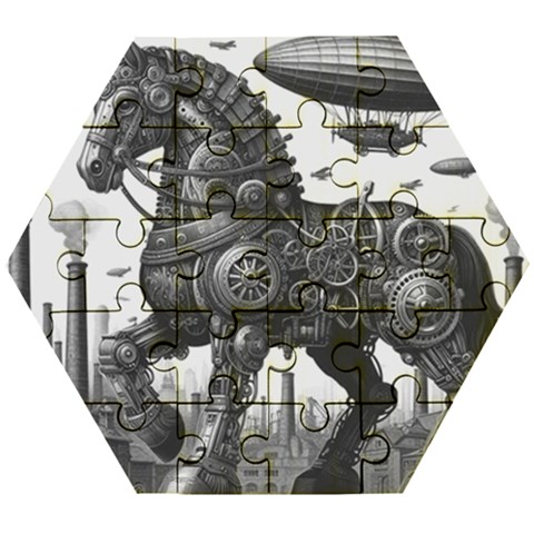 Steampunk Horse  Wooden Puzzle Hexagon from ZippyPress