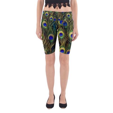 Peacock Pattern Yoga Cropped Leggings from ZippyPress