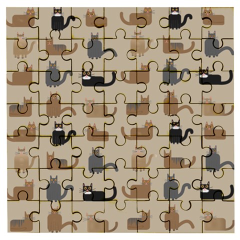 Cat Pattern Texture Animal Wooden Puzzle Square from ZippyPress