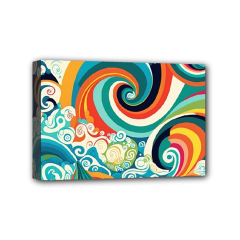 Waves Ocean Sea Abstract Whimsical Mini Canvas 6  x 4  (Stretched) from ZippyPress