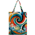 Waves Ocean Sea Abstract Whimsical Zipper Classic Tote Bag