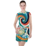 Waves Ocean Sea Abstract Whimsical Drawstring Hooded Dress