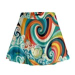 Waves Ocean Sea Abstract Whimsical Mini Flare Skirt