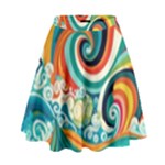 Waves Ocean Sea Abstract Whimsical High Waist Skirt