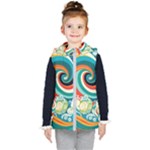Waves Ocean Sea Abstract Whimsical Kids  Hooded Puffer Vest