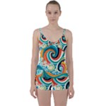 Waves Ocean Sea Abstract Whimsical Tie Front Two Piece Tankini