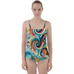 Waves Ocean Sea Abstract Whimsical Twist Front Tankini Set