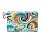 Waves Ocean Sea Abstract Whimsical Canvas Cosmetic Bag (Medium)