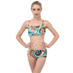 Waves Ocean Sea Abstract Whimsical Layered Top Bikini Set
