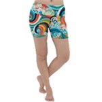 Waves Ocean Sea Abstract Whimsical Lightweight Velour Yoga Shorts