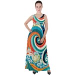 Waves Ocean Sea Abstract Whimsical Empire Waist Velour Maxi Dress