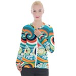 Waves Ocean Sea Abstract Whimsical Casual Zip Up Jacket