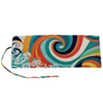 Waves Ocean Sea Abstract Whimsical Roll Up Canvas Pencil Holder (S)