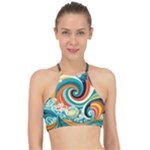 Waves Ocean Sea Abstract Whimsical Halter Bikini Top