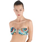 Waves Ocean Sea Abstract Whimsical Twist Bandeau Bikini Top