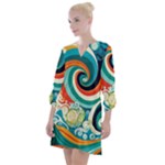Waves Ocean Sea Abstract Whimsical Open Neck Shift Dress