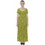Stylized Botanic Print High Waist Short Sleeve Maxi Dress