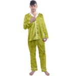 Stylized Botanic Print Men s Long Sleeve Satin Pajamas Set