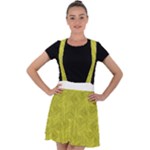 Stylized Botanic Print Velvet Suspender Skater Skirt
