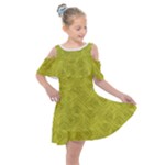 Stylized Botanic Print Kids  Shoulder Cutout Chiffon Dress