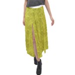Stylized Botanic Print Velour Split Maxi Skirt