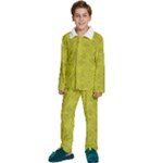 Stylized Botanic Print Kids  Long Sleeve Velvet Pajamas Set