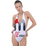 Be Strong Backless Halter One Piece Swimsuit