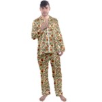 Floral Design Men s Long Sleeve Satin Pajamas Set