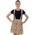 Floral Design Velvet Suspender Skater Skirt