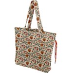 Floral Design Drawstring Tote Bag