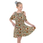 Floral Design Kids  Shoulder Cutout Chiffon Dress