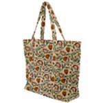 Floral Design Zip Up Canvas Bag
