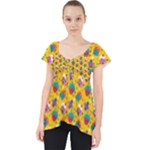 Heart Diamond Pattern Lace Front Dolly Top