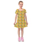 Heart Diamond Pattern Kids  Short Sleeve Velvet Dress