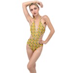 Heart Diamond Pattern Plunging Cut Out Swimsuit