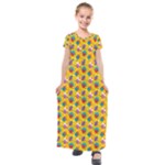 Heart Diamond Pattern Kids  Short Sleeve Maxi Dress