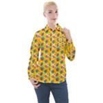 Heart Diamond Pattern Women s Long Sleeve Pocket Shirt