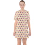 Summer Watermelon Pattern Sixties Short Sleeve Mini Dress
